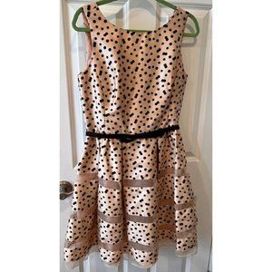 Pink Dress Size 10 Black Polka Dots Lined Chic Fun Retro Style Pale Pink Taylor
